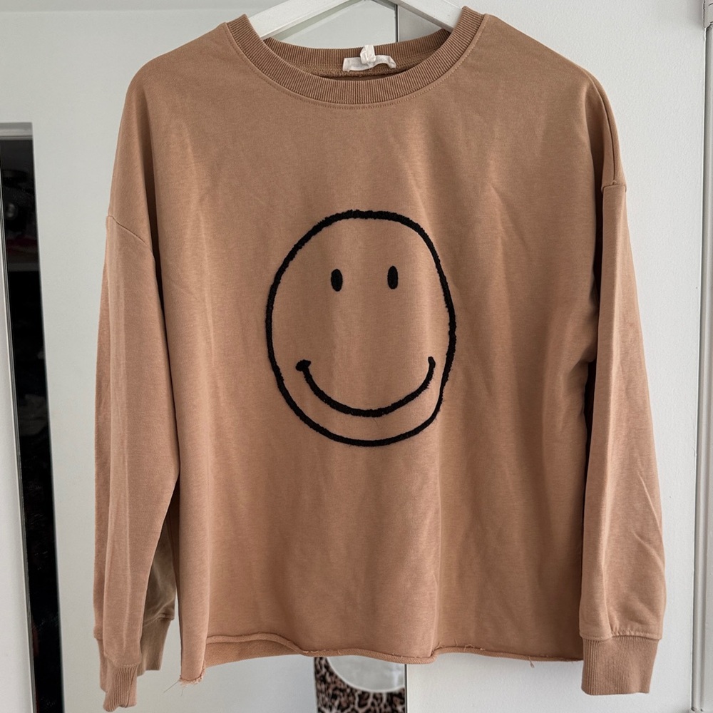Tan Smiley Face Sweatshirt